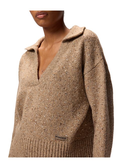 V-neck jumper with rhinestones PINKO | sweaters | 105684 A2U4C3Z